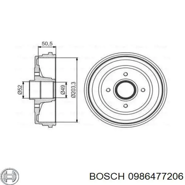 Купити 0986477206 Bosch Барабан гальмівний задній