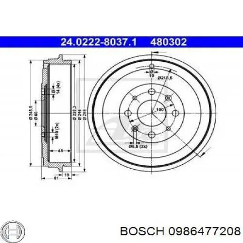 Барабан гальмівний задній 0986477208 Bosch