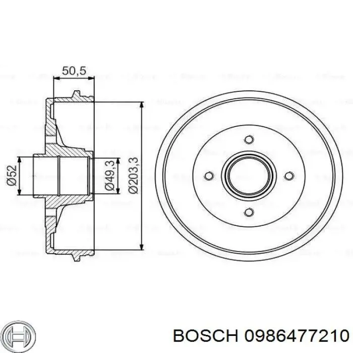Барабан гальмівний задній Bosch 0986477210 ціна, від 44.11 USD