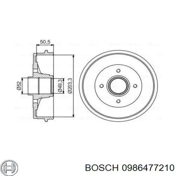 0986477210 Bosch барабан гальмівний задній