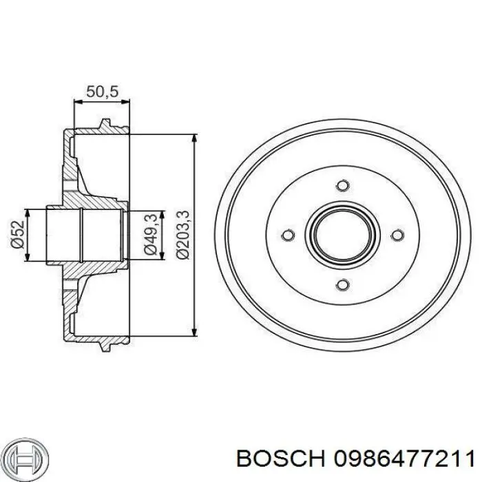 0986477211 Bosch барабан гальмівний задній