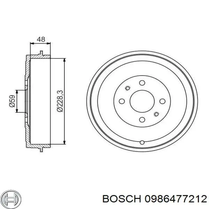 0986477212 Bosch барабан гальмівний задній