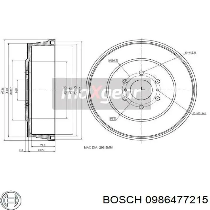 Барабан гальмівний задній 0986477215 Bosch