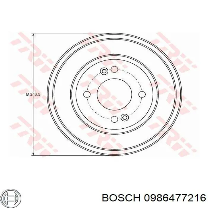 Барабан гальмівний задній 0986477216 Bosch