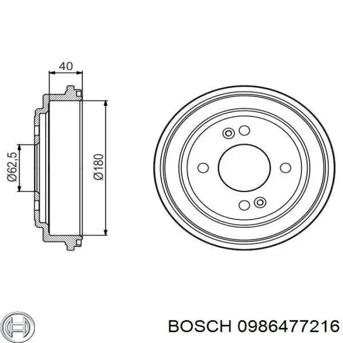 0986477216 Bosch Барабан гальмівний задній