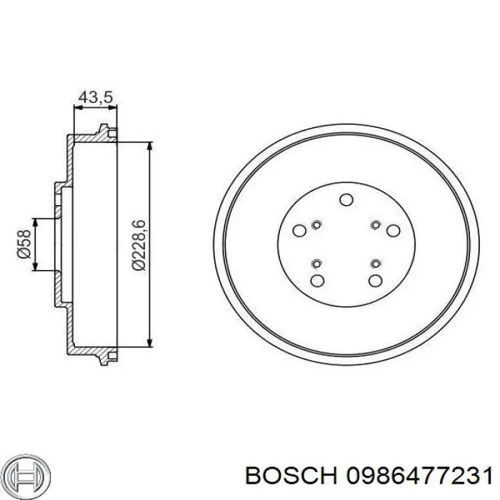 0986477231 Bosch барабан гальмівний задній