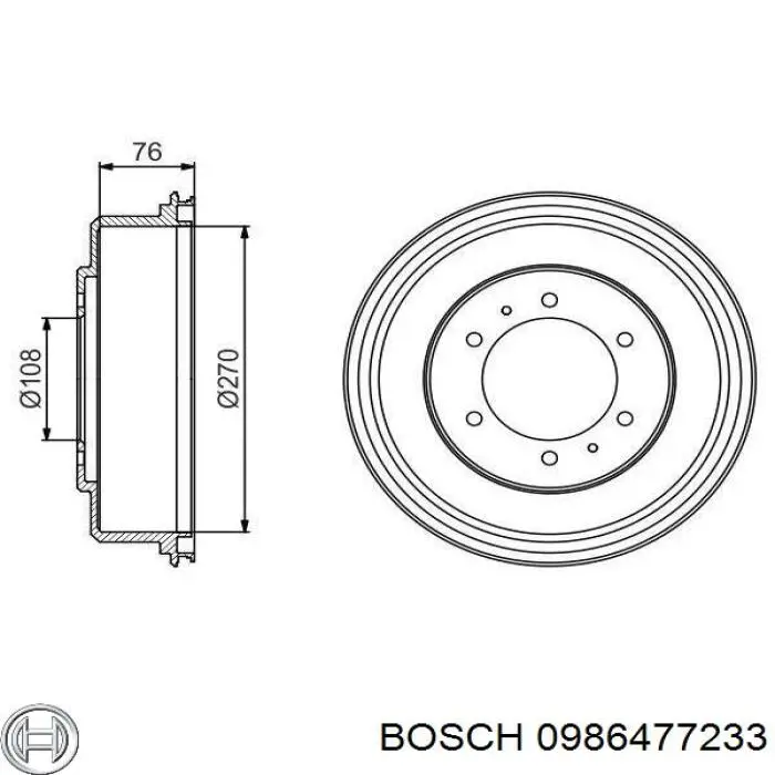 Барабан гальмівний задній 0986477233 Bosch