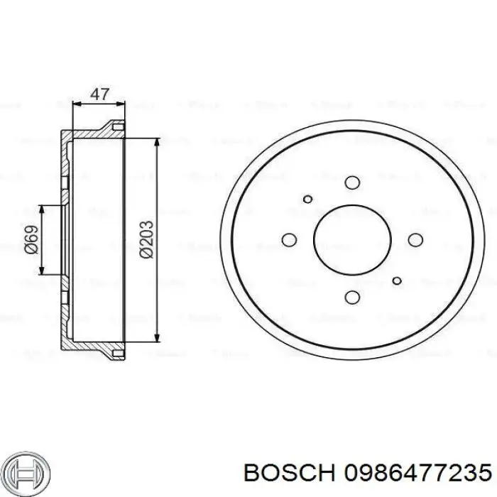Барабан гальмівний задній Bosch 0986477235 ціна, від 1442.98 UAH