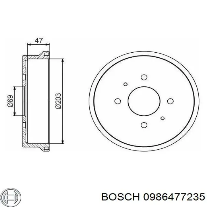 0986477235 Bosch Барабан гальмівний задній
