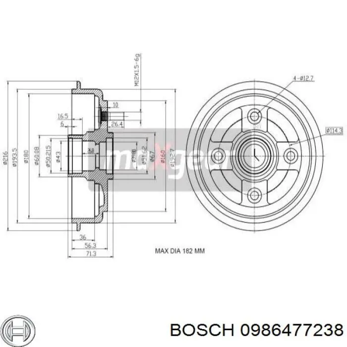 0986477238 Bosch Барабан гальмівний задній