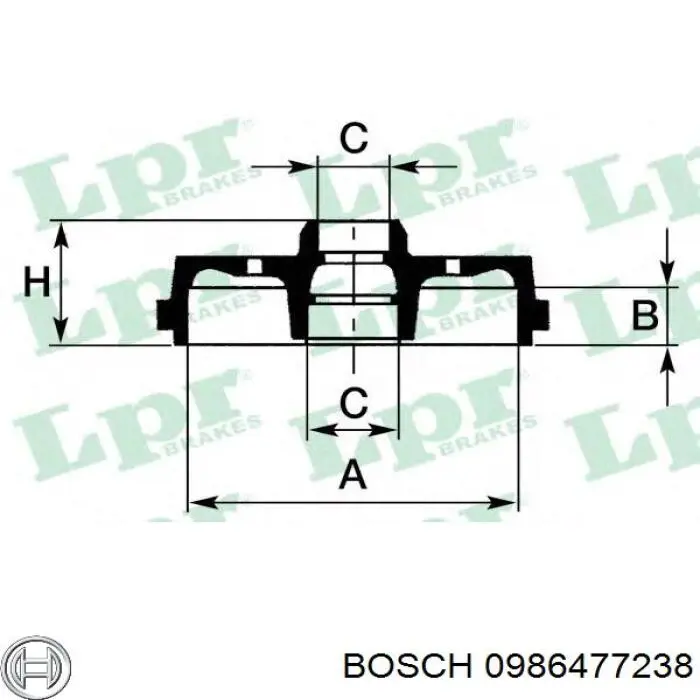 Барабан гальмівний задній Bosch 0986477238 ціна, від 29.39 USD