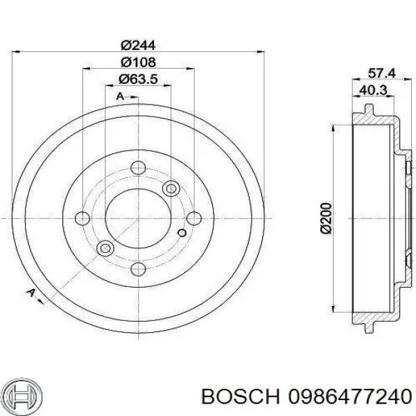 Купити 0986477240 Bosch Барабан гальмівний задній