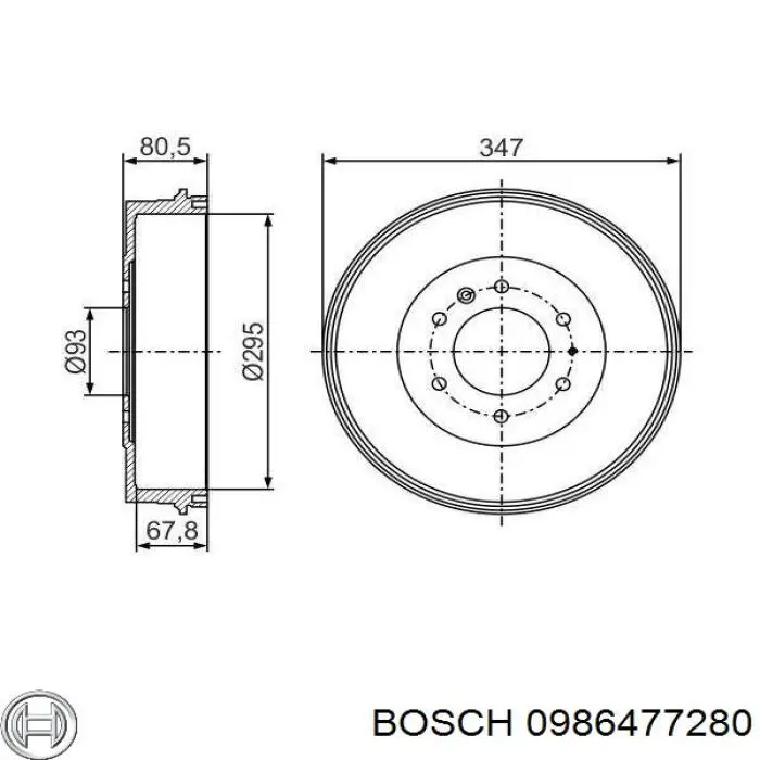 Барабан гальмівний задній 0986477280 Bosch