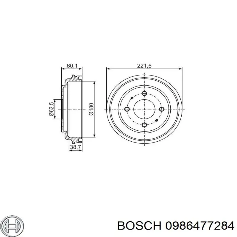 Купити 0986477284 Bosch Барабан гальмівний задній
