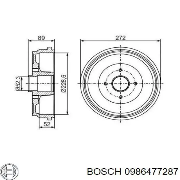 Купити 0986477287 Bosch Барабан гальмівний задній