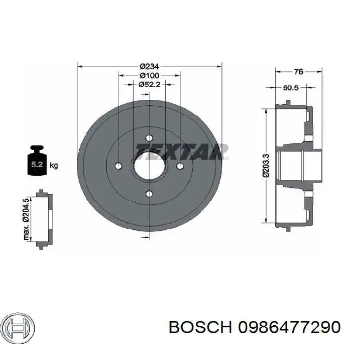 Барабан гальмівний задній 0986477290 Bosch