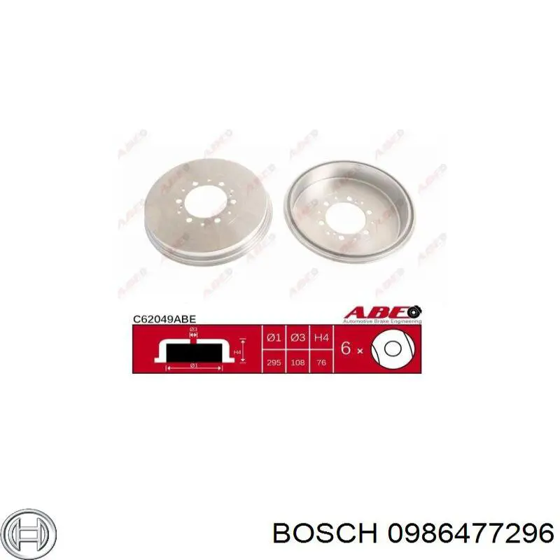 Купити 0986477296 Bosch Барабан гальмівний задній