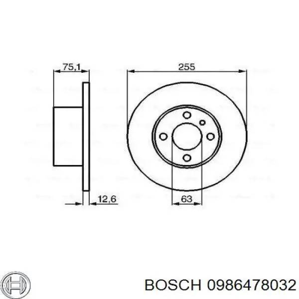 Диск переднього гальма Bosch 0986478032 ціна, від 31.24 USD