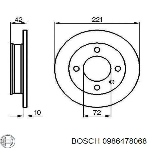 Диск гальмівний передній 0986478068 Bosch