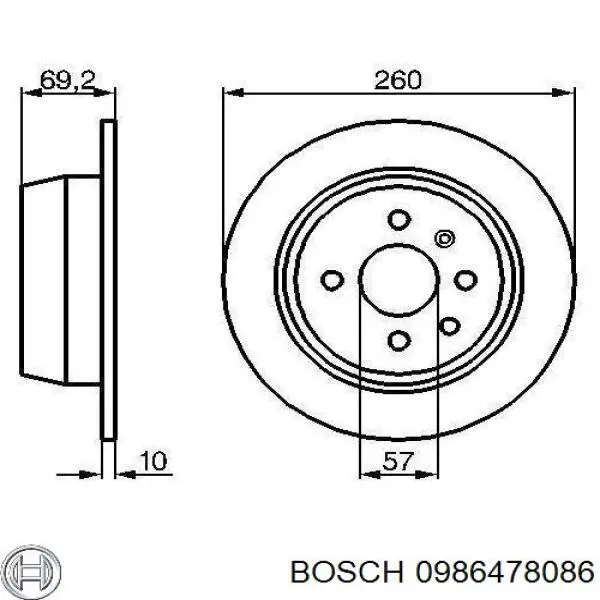 0986478086 Bosch диск гальмівний задній