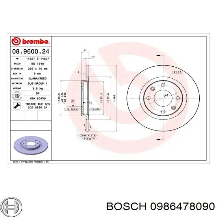 Гальмівні диски передні 0986478090 Bosch
