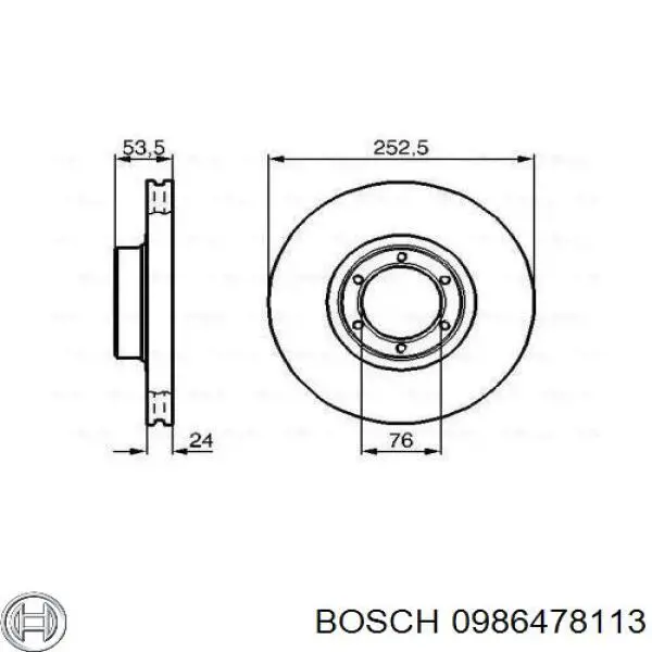 Диск гальмівний передній 0986478113 Bosch