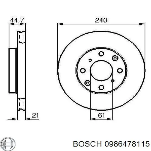 0986478115 Bosch диск гальмівний передній