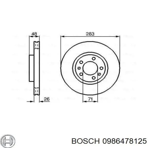 Диск гальмівний передній 0986478125 Bosch