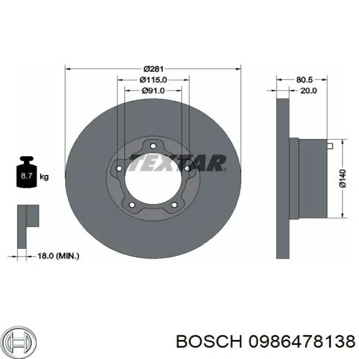 0986478138 Bosch диск гальмівний передній