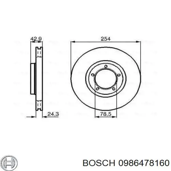 Диск гальмівний передній 0986478160 Bosch