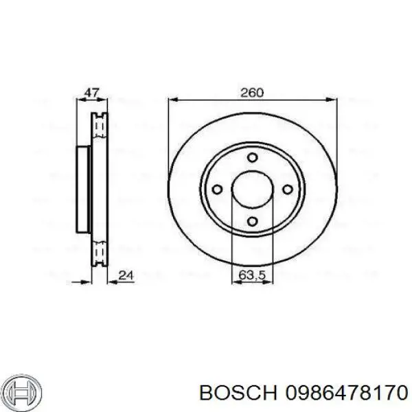 0986478170 Bosch диск гальмівний передній
