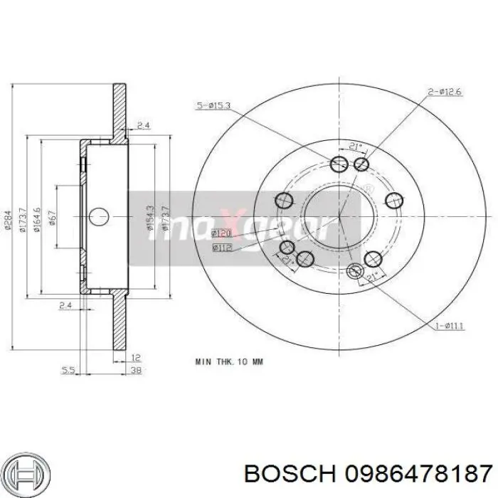 Купити 0986478187 Bosch Ротор гальмівний