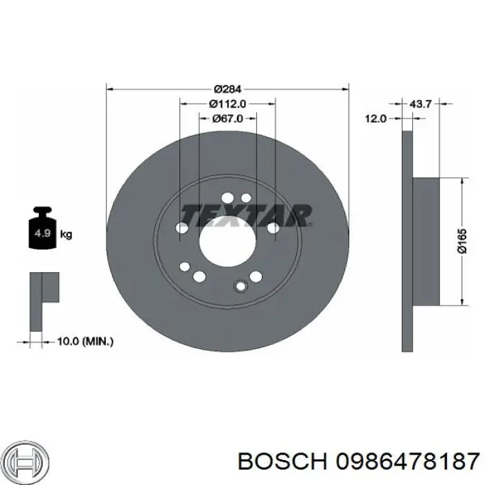 Гальмівні диски передні 0986478187 Bosch