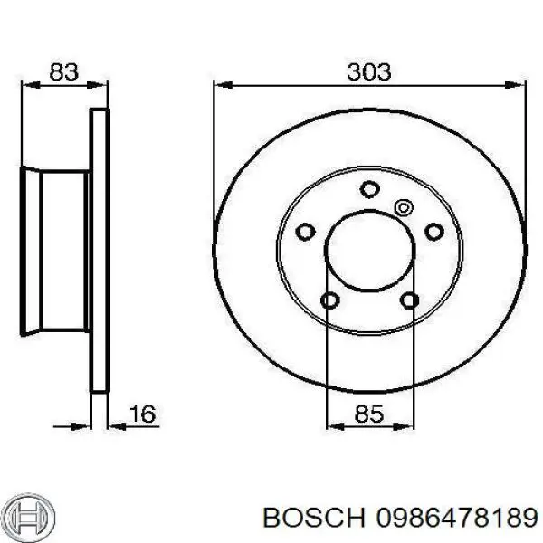 0986478189 Bosch Гальмо дискове переднє