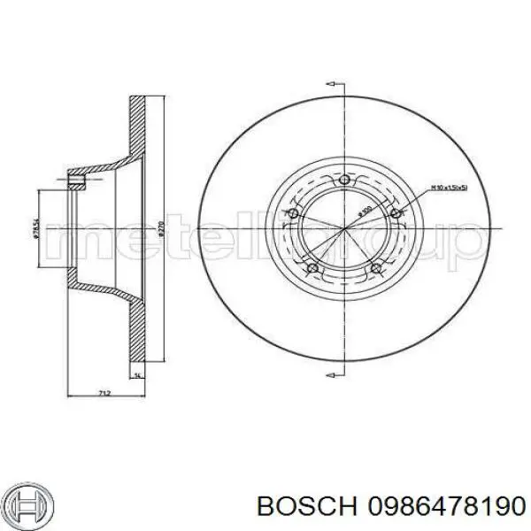 Диск гальмівний передній 0986478190 Bosch