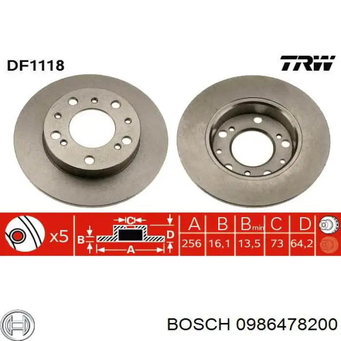 Купити 0986478200 Bosch Ротор гальмівний