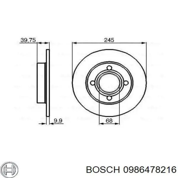 0986478216 Bosch диск гальмівний задній