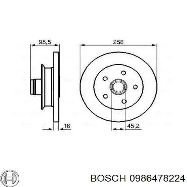 0986478224 Bosch диск гальмівний передній