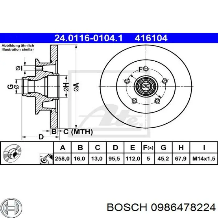 Гальмівні диски передні 0986478224 Bosch