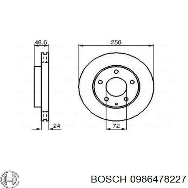 0986478227 Bosch диск гальмівний передній