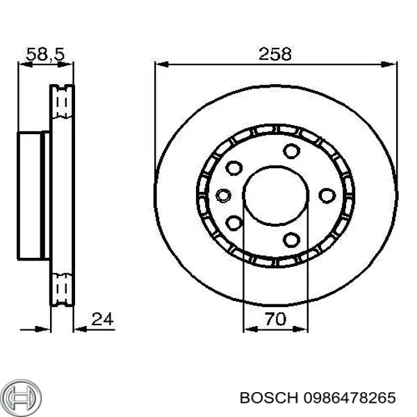 0986478265 Bosch Гальмо дискове переднє