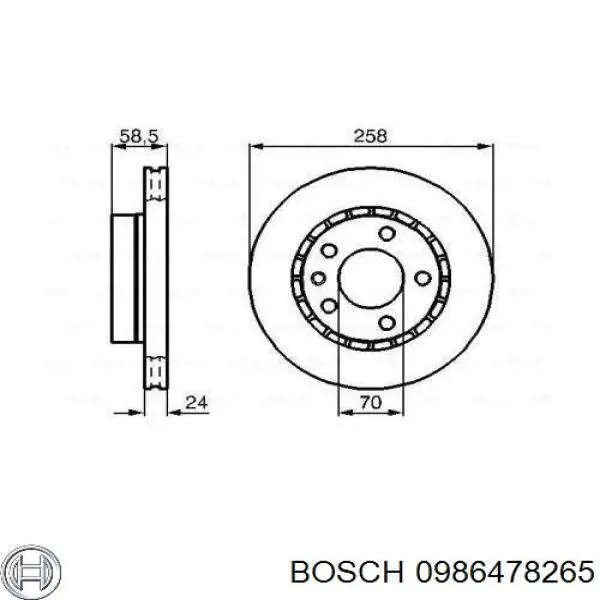 Диск гальмівний передній Bosch 0986478265