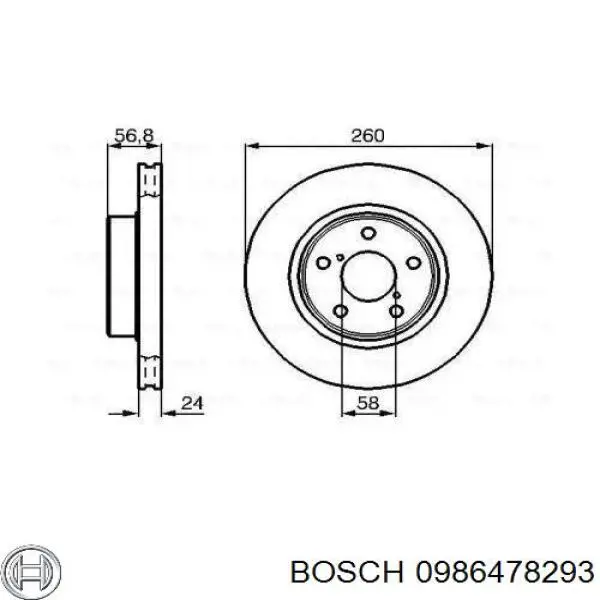 Диск переднього гальма Bosch 0986478293 ціна, від 26.61 USD