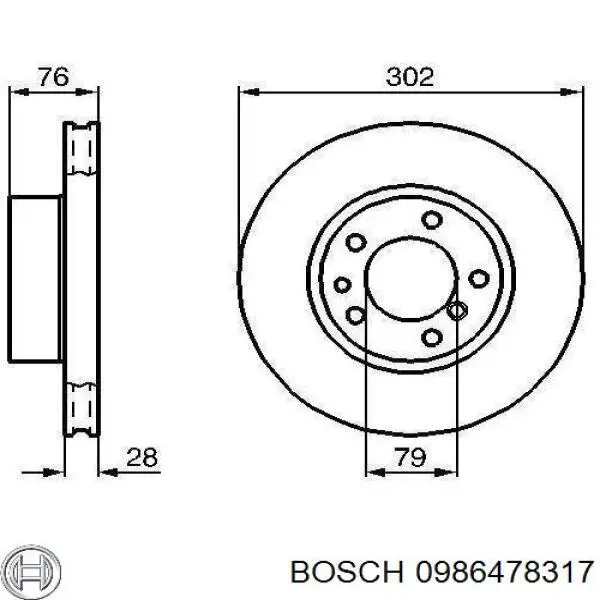 0986478317 Bosch диск гальмівний передній