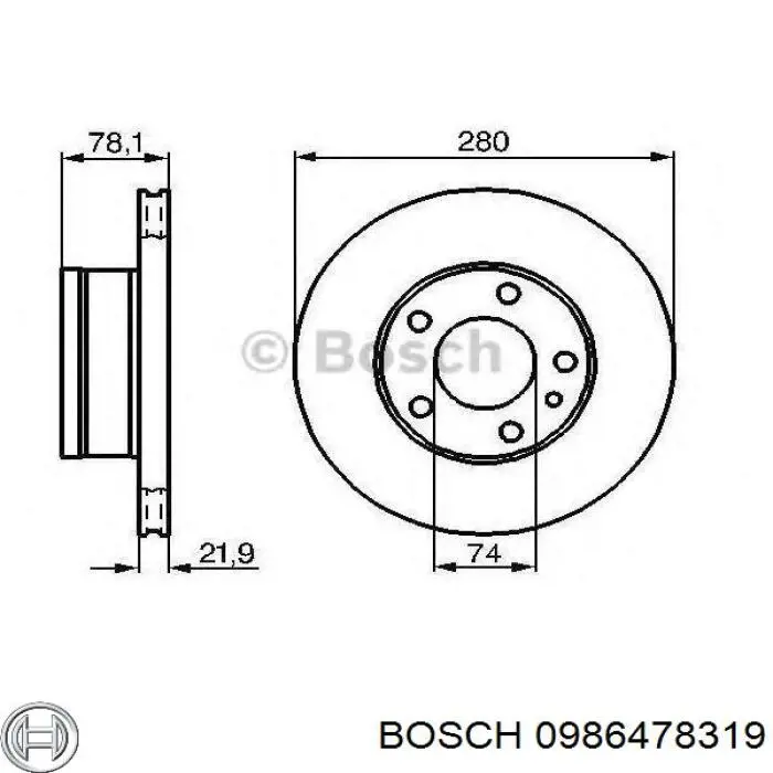 Диск гальмівний передній Bosch 0986478319