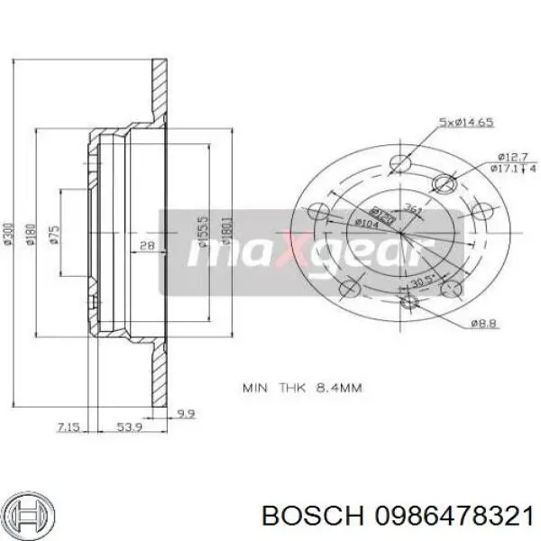 0986478321 Bosch Дискові гальма