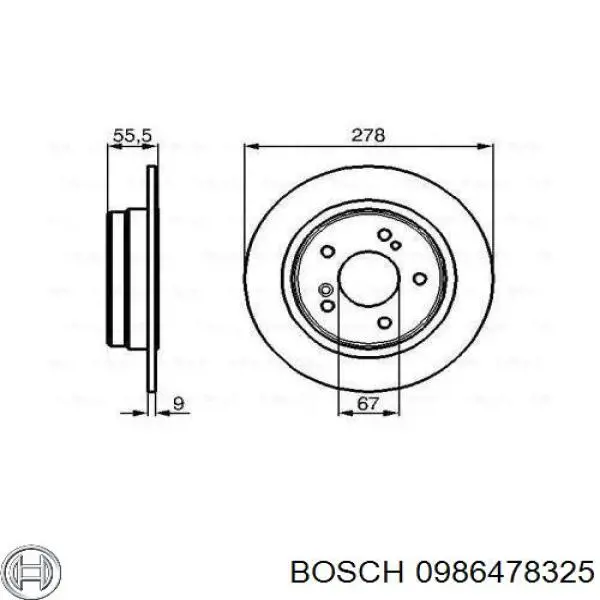 Купити 0986478325 Bosch Диск заднього гальма