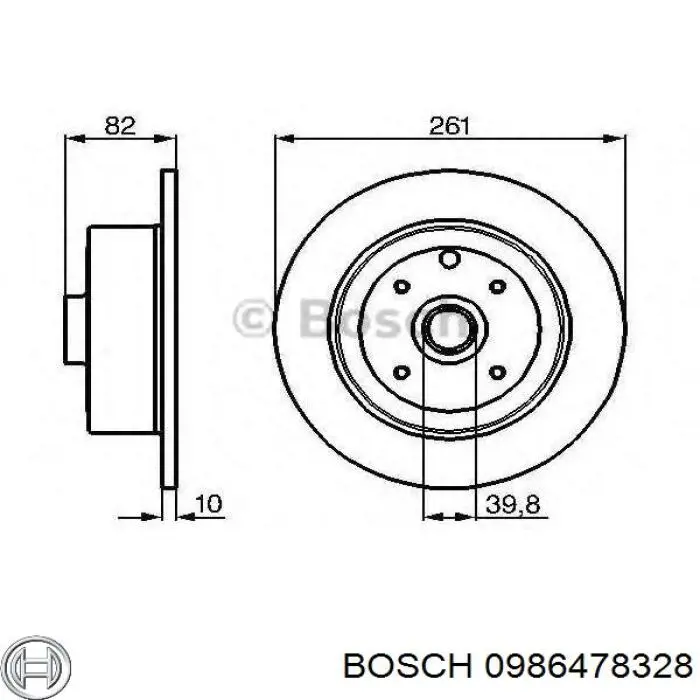 Диск гальмівний задній 0986478328 Bosch