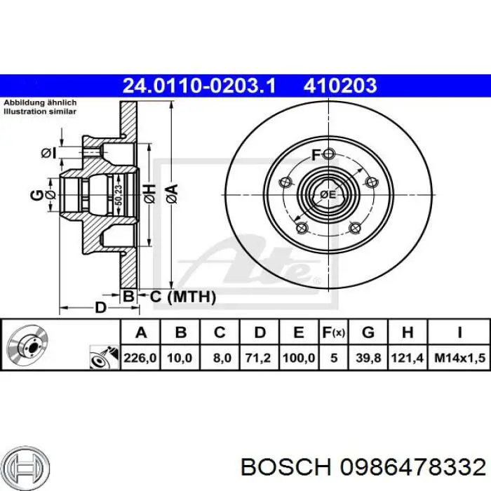 Гальмівні диски 0986478332 Bosch