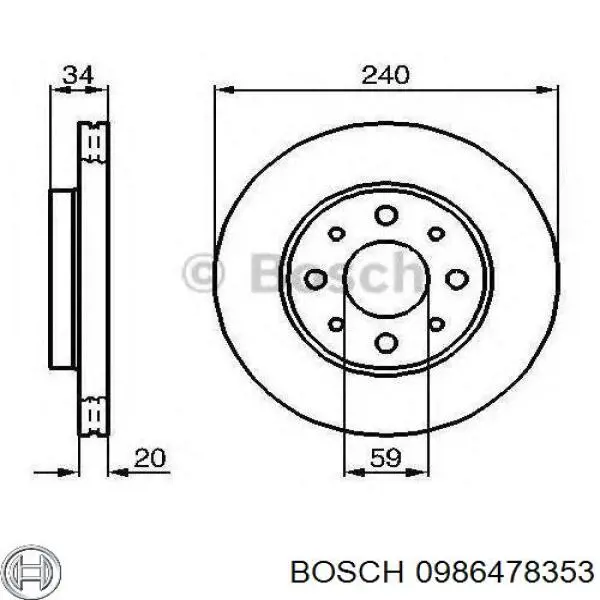 Диск переднього гальма Bosch 0986478353 ціна, від 22.01 USD